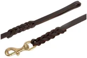 Smycze dla psów - Dingo Smycz Skórzana Natłuszczana Z Zaplatanymi Elementami 1,5X180Cm Brązowa - miniaturka - grafika 1