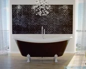 Wanny - PMD Piramida Amelia Retro 190x77 biało-czarna nogi chrom - miniaturka - grafika 1