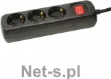 LogiLink Listwa 3 x zasilanie 1,4 m z włącznikiem, czarna LPS206B - Listwy zasilające - miniaturka - grafika 2