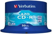 Nośniki danych - Verbatim 43343 CD-R AZO Crystal 52 X 700 MB CD-R półfabrykaty wrzeciona  lat VE43343 - miniaturka - grafika 1