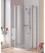 Kabiny prysznicowe - Kermi Ibiza 2000 100x100 lewa profil srebrny matowy szkło przezroczyste I2S3L100201AK - miniaturka - grafika 1