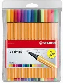 Stabilo Cienkopis point 88 komplet 15szt. w tym 5 neonowych 8815-1 - Cienkopisy - miniaturka - grafika 2