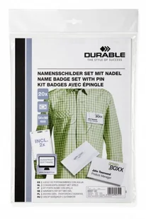 Durable Zestaw identyfikatorów 54x90 z agrafką 20 sztuk 8697-00 - Artykuły biurowe - miniaturka - grafika 3