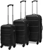 Walizki - vidaXL vidaXL 3 Walizki podróżne z twardą obudową na kółkach czarne - miniaturka - grafika 1