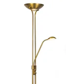 Lampy stojące - QAZQA Złota lampa podłogowa z lampką do czytania  w tym LED i ściemniacz - Diva 2 - miniaturka - grafika 1