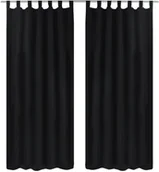 Zasłony - vidaXL Czarne atłasowe zasłony z pętelkami 2 szt. 140x245 cm - miniaturka - grafika 1