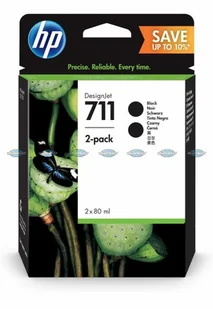HP 711 2-pack 80-ml Black DesignJet Ink Cartridges P2V31A - Tusze oryginalne - miniaturka - grafika 2