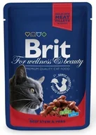 Mokra karma dla kotów - Brit Premium Cat Dorosłe Wołowina + Groszek Saszetka 100g 11395 - miniaturka - grafika 1