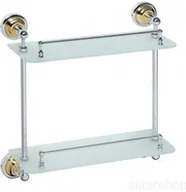 Półki łazienkowe - Bemeta Półka szklana podwójna z relingiem 40x42,5 cm RETRO 144202128 - miniaturka - grafika 1