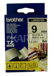 Brother Taśma biała z czarnym nadrukiem TZ221; 9 mm TZE221 - Etykiety do drukarek - miniaturka - grafika 2