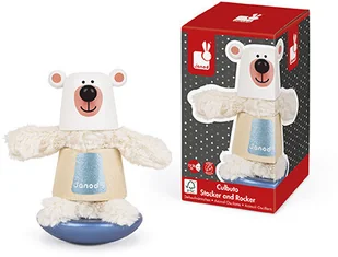 Janod Miś Polarny piramida drewniana z elementami futerka Janod_piramida_Mis - Klocki - miniaturka - grafika 2