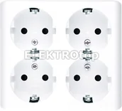 Gniazdka elektryczne - Kontakt Simon EGSZ4SNZ/11 Gniazdo poczwórne Schuko natynkowe z przesłonami torów - miniaturka - grafika 1
