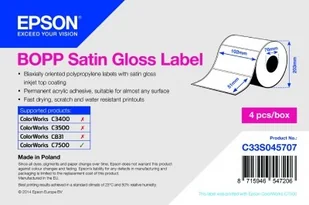 Epson BOPP SATIN GLOSS LABEL - C33S045707 - Etykiety do drukarek - miniaturka - grafika 2
