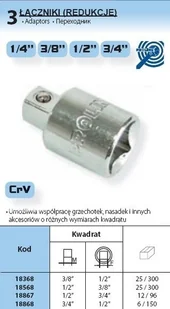 Proline ŁĄCZNIK (REDUKCJE) 1/2 lub 3/8 Crv 18568 - Klucze i nasadki - miniaturka - grafika 2