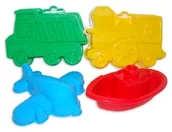 Zabawki do piasku - Polesie Poland Zestaw Nr258: foremki (wywrotka + lokomotywa + samolot), statek "Junga" - miniaturka - grafika 1