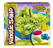 Masy plastyczne - Spin Master Kinetic Sand - Zestaw pojemnik + foremki 454g zielony 909997 - miniaturka - grafika 1