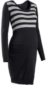 Sukienki ciążowe - Bonprix Sukienka dzianinowa ciążowa, w paski granatowyowy melanż w paski 971285 - miniaturka - grafika 1