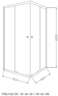 Invena Parla Kabina prysznicowa kwadratowa 80x80x180 cm drzwi przesuwne, profile chrom, szkło mrożone AK-48-181-O - Kabiny prysznicowe - miniaturka - grafika 5