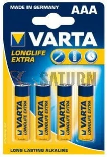 Zestaw baterii alkaliczne VARTA Longlife LR03 (AAA) (x 4) - Baterie i akcesoria - miniaturka - grafika 2