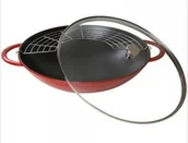 Woki - Staub Wok ze szklaną pokrywką 37 cm - wiśniowy 40509-898-0 - miniaturka - grafika 1