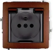 Gniazdka elektryczne - Karlik Gniazdo bryzgoszczelne 2P+Z klapka dymna 9DGPB-1zd brązowy metalik - miniaturka - grafika 1