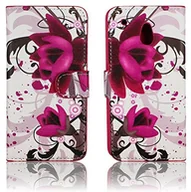 Etui i futerały do telefonów - HTC ONE mini Kunst Leder PINK FLOWER Case Schutz-Hülle Klapp Etui Flip m4 thematys - miniaturka - grafika 1
