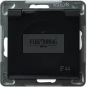Gniazdka elektryczne - Ospel SONATA CZARNY GNIAZDO POEDYNCZE Z/U Z KLAPKĄ Z PRZESŁONAMI IP44 GPH-1RZP/M - miniaturka - grafika 1