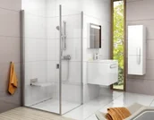 Kabiny prysznicowe - Ravak Chrome CRV1+CPS 80x100 profil polerowane aluminium szkło transparentne 1QV40C01Z1/9QVA0C00Z1 - miniaturka - grafika 1