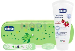 Chicco Zestaw Pasta I Szczotka Do Zębów+ Etui Zielony - Pasty do zębów - miniaturka - grafika 2