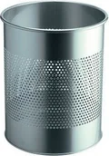 Kosze biurowe - Durable Kosz na śmieci okrągły metalowy 15l perforacja 165mm srebrny - miniaturka - grafika 1