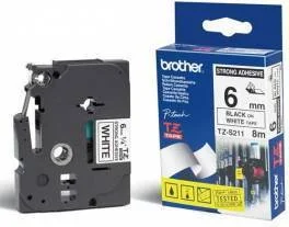 Brother TZ-S211 6mm Taśma Laminowana z ekstra mocnym klejem, czarny nadruk/białe - Etykiety do drukarek - miniaturka - grafika 4