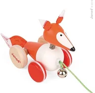 Zabawki interaktywne dla dzieci - Janod Drewniany lisek Zabawka do ciągnięcia - miniaturka - grafika 1