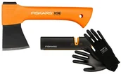 Siekiery - FISKARS Siekiera toporek X5 XXS (1000602) 121123 z ostrzałką 120740 + rękawice c - miniaturka - grafika 1