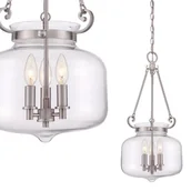 Lampy sufitowe - Elstead Lighting LAMPA wisząca QZ/STEWART BN Elstead metalowa OPRAWA Zwis nikiel szczotko - miniaturka - grafika 1