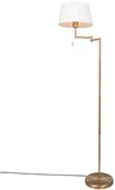 Lampy stojące - QAZQA Klasyczna lampa podłogowa brąz regulowane ramię klosz biały - Ladas - miniaturka - grafika 1