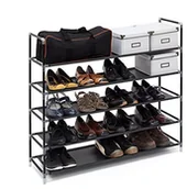 Szafki na buty - Relaxdays pólka na buty z uchwytami, wymiary: 90,5 x 87 x 29,5 cm, 5 półek z flizeliny, miejsce na 25 par butów, z możliwością poszerzania, szara, biała lub czarna 10019128_46 - miniaturka - grafika 1