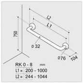 Akcesoria hydrauliczne - Ekotech PORĘCZ PROSTA 40CM BIAŁA ERGOPLUS RK 2 - miniaturka - grafika 1