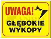 Tablice BHP - ANRO Uwaga! Głębokie wykopy - miniaturka - grafika 1