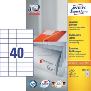 Avery Zweckform Etykiety Zweckform 52,5x29,7 Trwałe 220ARK 8800 Etykiet Białe 200 Arkuszy + 20 Akruszy EXTRA (ZW541) - Etykiety do drukarek - miniaturka - grafika 2