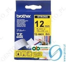 Brother TZ-S631 12mm Taśma Laminowana z ekstra mocnym klejem, czarny nadruk/żółt - Etykiety do drukarek - miniaturka - grafika 4