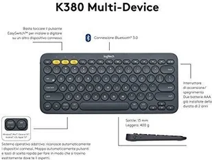 Logitech Klawiatura bezprzewodowa LOGITECH K380 / Bluetooth / niskoprofilowa 5099206061422 - Adaptery i przejściówki Logitech Klawiatura bezprzewodowa LOGITECH K380 / Bluetooth / niskoprofilowa 5099206061422 - Adaptery i przejściówki - miniaturka - grafika 3