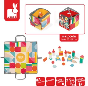 Janod Klocki drewniane z matą do zabawy Kubix 40 sztuk Janod_klocki_drewniane_kubix_40 - Klocki Janod Klocki drewniane z matą do zabawy Kubix 40 sztuk Janod_klocki_drewniane_kubix_40 - Klocki - miniaturka - grafika 6