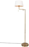Lampy stojące - QAZQA Klasyczna lampa podłogowa brąz regulowane ramię klosz biały - Ladas - miniaturka - grafika 1