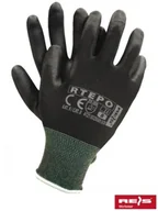 Odzież robocza - REIS Rękawice Ochronne RTEPO Powlekane Czarne - miniaturka - grafika 1