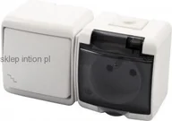 Wyłączniki światła i elektryczne - Karlik Łącznik schodowy z gniazdem hermetycznym (klapka dymna) JUNIOR WGHH-3d - miniaturka - grafika 1