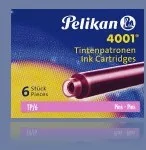 Naboje i atramenty - Pelikan NABOJE AtramentOWE 4001 KRÓTKIE TP/6 RÓŻOWE 321075 - miniaturka - grafika 1