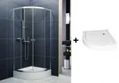 Kabiny prysznicowe - Invena Vitoria 80x80 profil chrom szkło transparentne + brodzik AK-49-185/BAA-80 - miniaturka - grafika 1