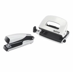 Leitz Zszywacz + dziurkacz Mini WOW metalowy, perłowy biały 55612001 - Przybory szkolne - miniaturka - grafika 4