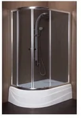 Kabiny prysznicowe - Askopol Bianca Plus 120x80 lewa szkło grafitowe + brodzik - miniaturka - grafika 1