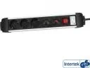 Kable miedziane - InLine Listwa zasilająca 3 Schuko z przełącznikiem czarno-srebrna1.5 m 1 (16431A) - miniaturka - grafika 1